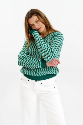 CLOVER Organic Cotton Pointelle Jumper - Green