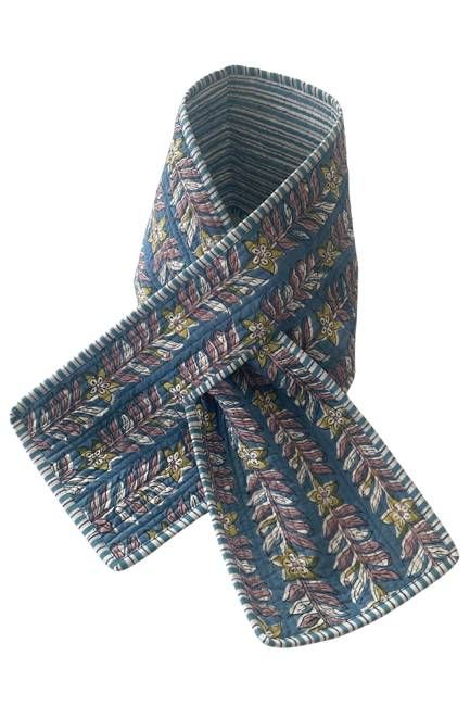 NEW! Quilted Cotton Neck-warmer Blue Leaf