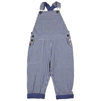 Worker Dungarees (Seersucker Check) - Indigo