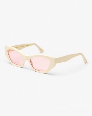 Sunglass 07 - Ivory White Solid - Light Pink
