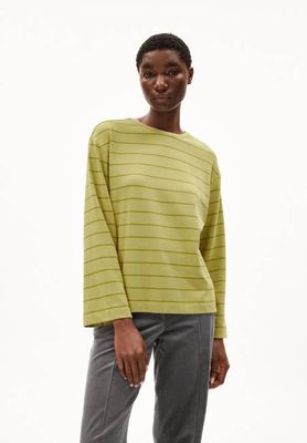MARYNAA FINE STRIPE LONGSLEEVE| new moss-dark moss