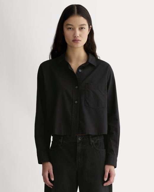 The Way-Short Shirt in Silky Cotton | Black