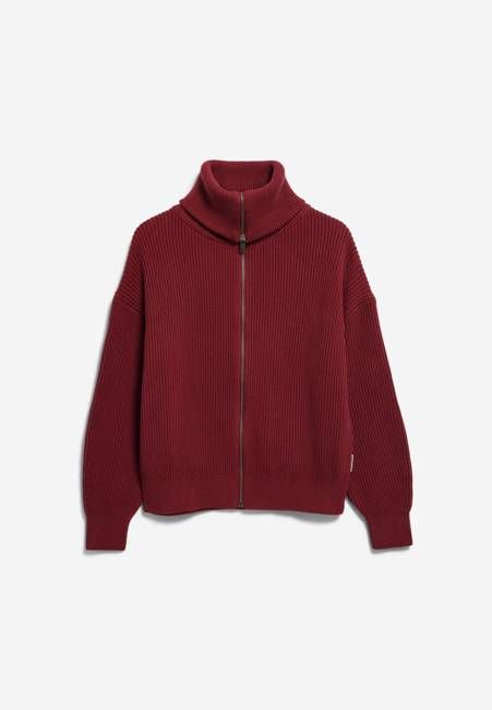 VANISÉ RIB KNIT CARDIGAN | velvet red-light velvet red