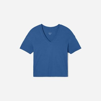 The Organic Cotton Slouchy V-Neck | Deep Blue