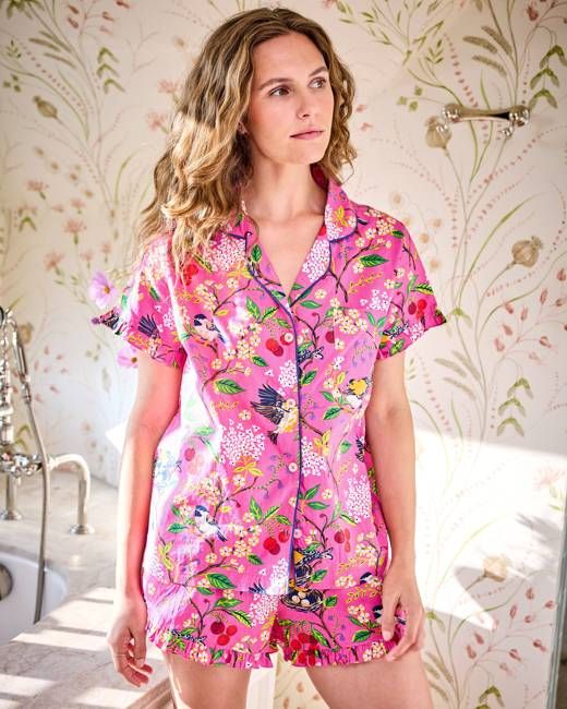 Bird & Blossom - Ruffle Short Set - Fuschia Berry