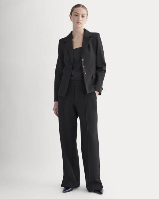 Ponte Wide-Leg Trouser | Black