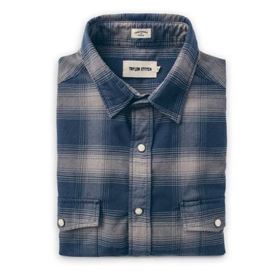 The Glacier Shirt in Navy & Grey Shadow Plaid
