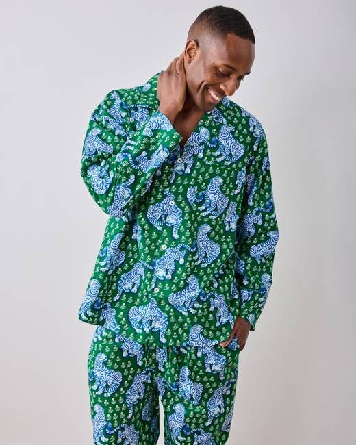 Tiger Queen - Men’s Long PJ Set - Jade