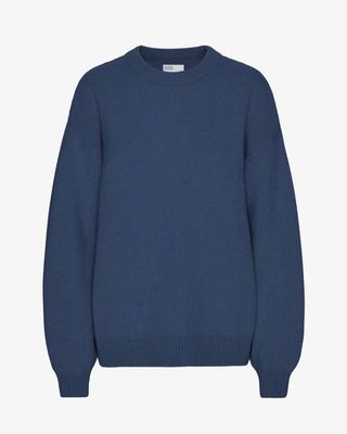 Oversized Merino Wool Crew - Petrol Blue