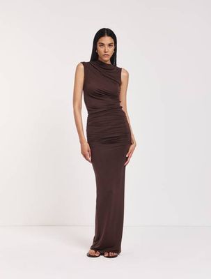 Leah Ruched Maxi Skirt in Bracken