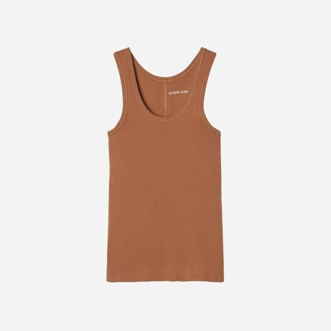 The Pima Micro-Rib U-neck Tank | Tawny Brown