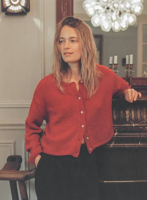 Everyday Cardigan, Baby Alpaca, Tomato