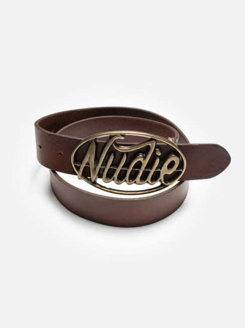 Nudie Buckle Leather Belt Dark Brown 40 mm wide | Nudie Jeans
