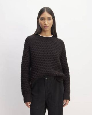 The Cloud Oversized Textured Crew | Black