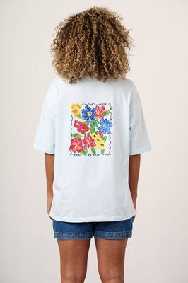 Benny - Oversized Cotton T-Shirt in Blue Vida Flower Print