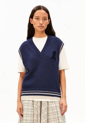 ICONIC Å COLLEGE KNIT VEST | tinted navy-oatmilk