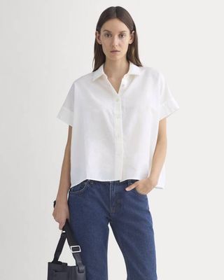 Scalloped-Collar Square Shirt | Bone