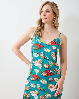 Blinis & Martinis - Eco Satin Chic to Sleep Nightie - Mid Century Blue