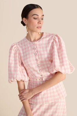 Gabriella Pink & White Tweed Blouse