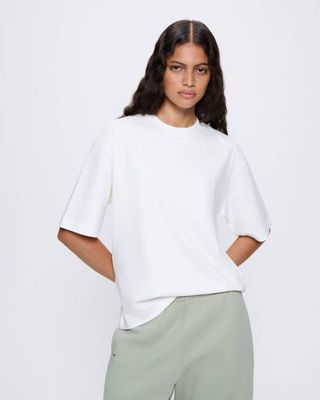 Übergroßes Interlock-T-Shirt für Damen — Cremefarben