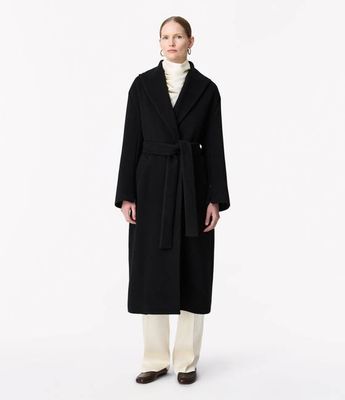 Double Breasted Wrap Coat | Black