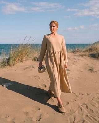Sunrise - Linen Dress in Sand