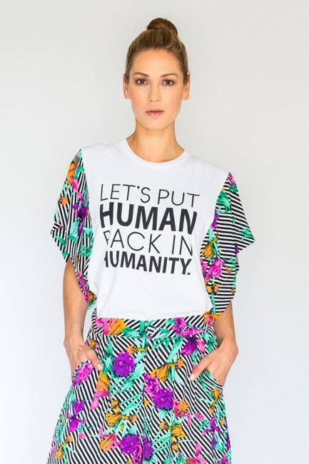 Humayze Upcycled Tee, Wht/Blk/Pur