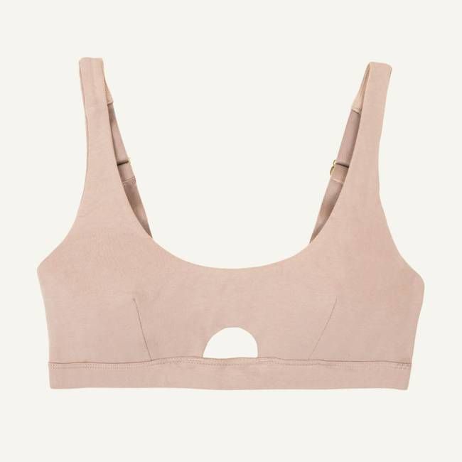 Organic Cotton Keyhole Soft Bra in Stone
