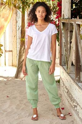 Harem Trousers | Tulip White/Green