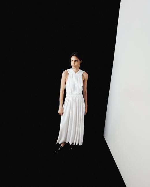 Shirred Midi Dress | Off White