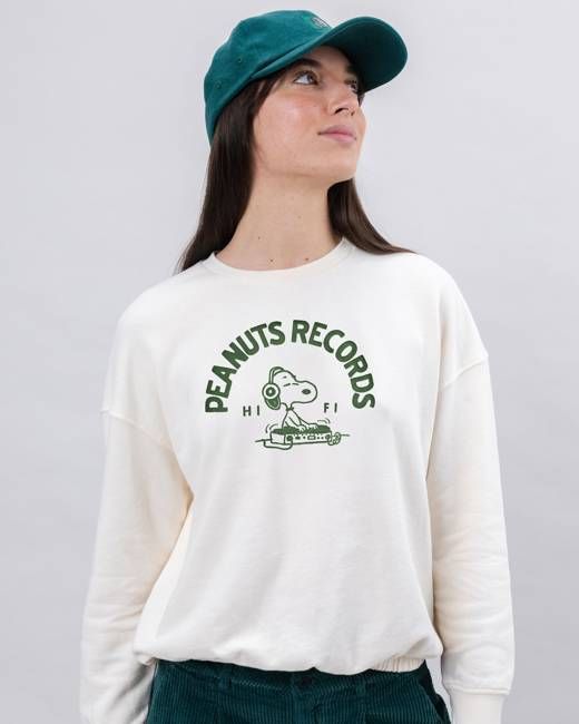 Peanuts Records Rounded Sweatshirt White