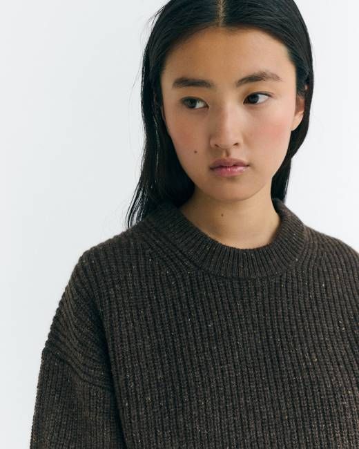 Brown wool Carmen sweater