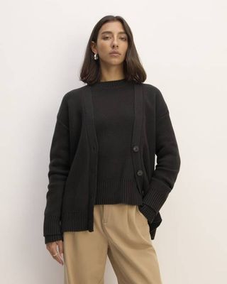 The Cotton Honeycomb Cardigan | Black