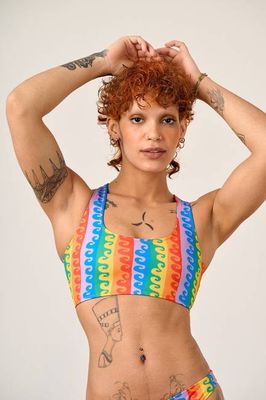 Morella - Racerback Bikini Top in Rainbow Wave