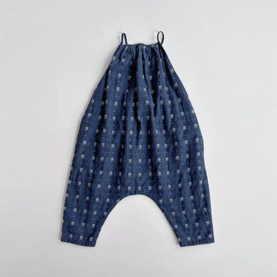 Ines Romper, Embroidered Denim, Size 5