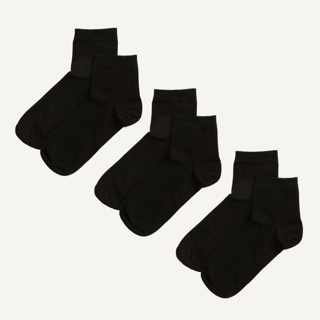 Organic Cotton Quarter Sock in Carbon 3-Pack