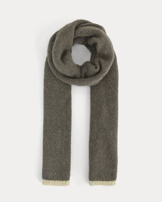Plush Alpaca Scarf | Mid Grey Heather/ Bone