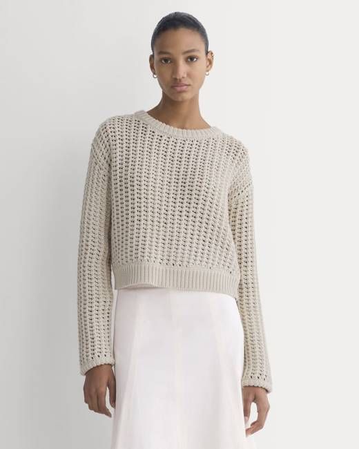 Open-Knit Crew in Elevated Cotton | Peyote