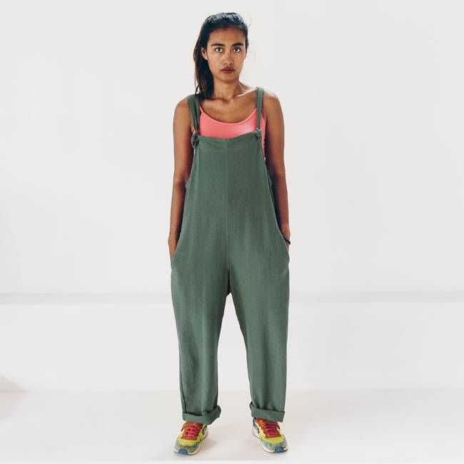 Trouser suit - upcycled 100% linen - green