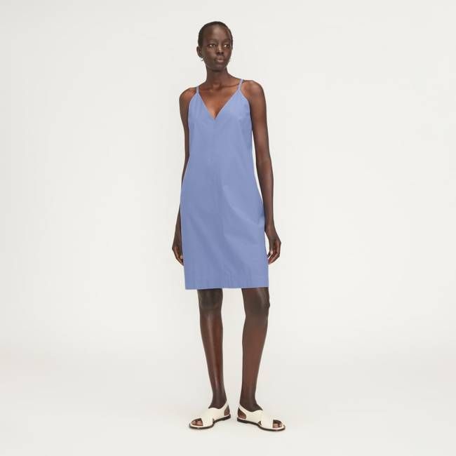 The Poplin Slip Dress | Cornflower Blue