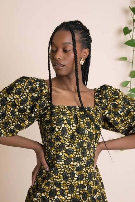 Precious Milkmaid Minidress in Golden Leaf