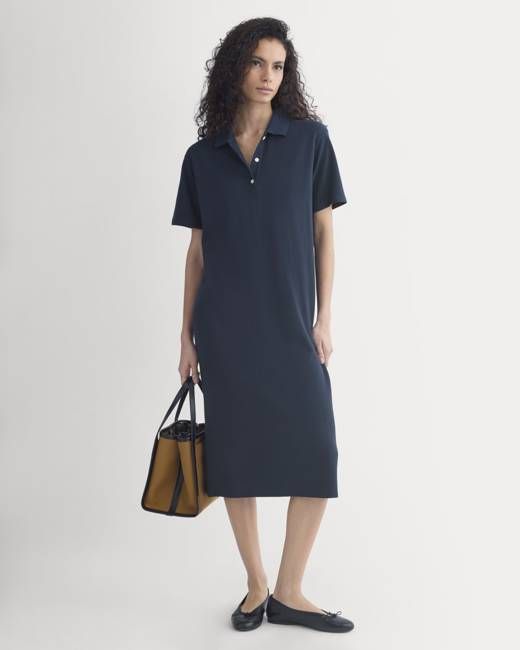 Pique Polo Short-Sleeve Dress | Navy