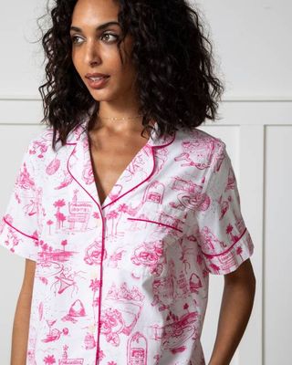 PF x Sean Taylor Girls' Trip Toile - Short PJ Set - Pink Cloud