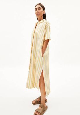 SESSAA STRIPED LINO| off white-mangorange