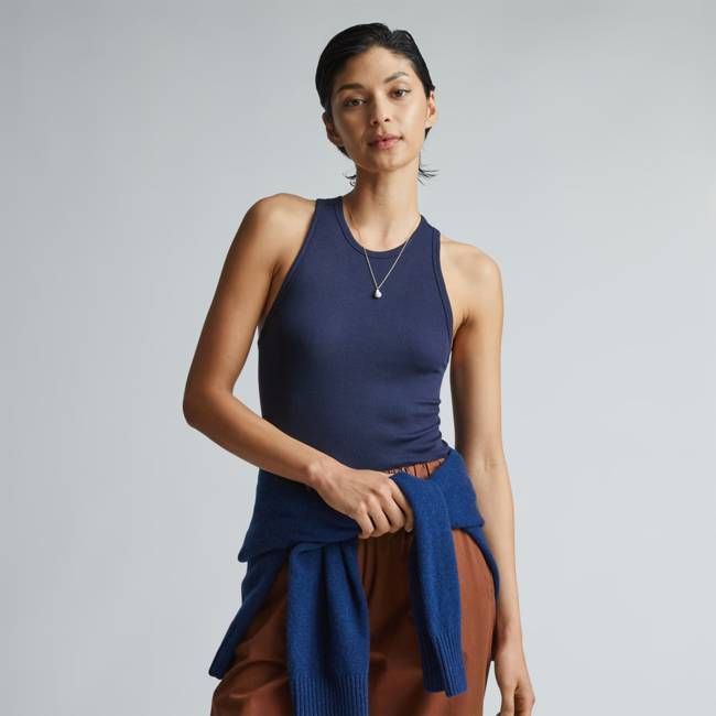 The Luxe Rib Racerback Tank | Navy