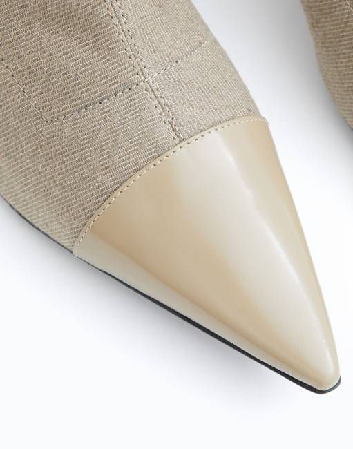 Pointy Kitten Stretch Denim Bootie
