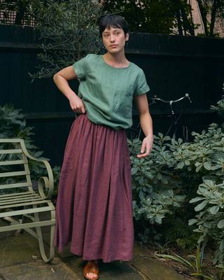 Linen Maxi Length Skirt No.12 in Wild Ginger