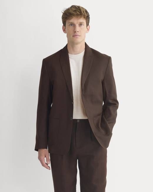 Soyeux Linen Linen Blazer | Dark Brown