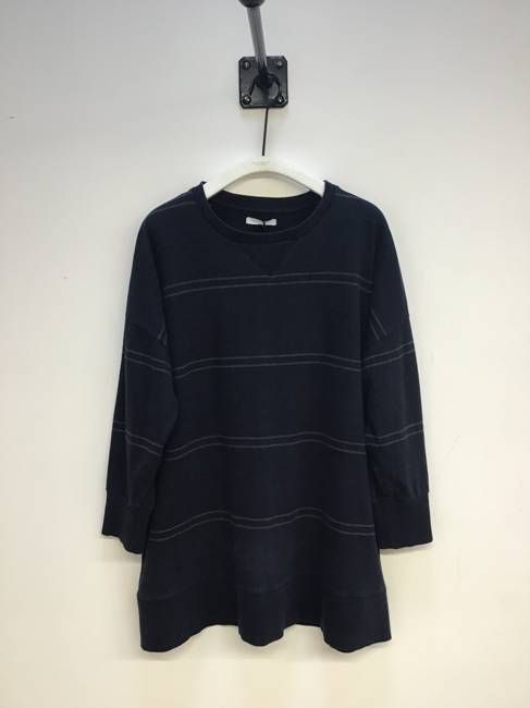 Lily-Ella Organic Cotton Sweater in Navy & Grey Stripe L Preloved