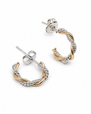 Faye Two-Tone Braided Mini Hoops